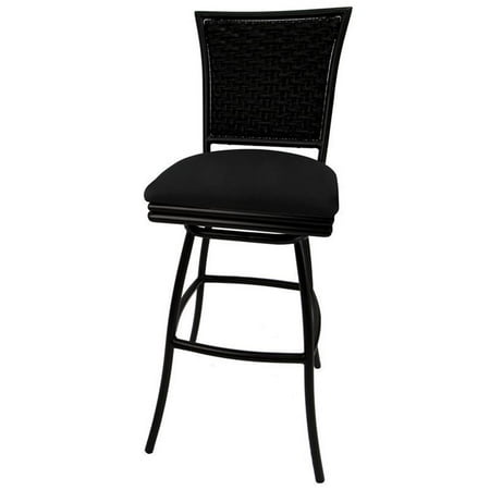 Outdoor Extra Tall Swivel Bar Stool 35" - Erin - Black Fabric - Black Metal