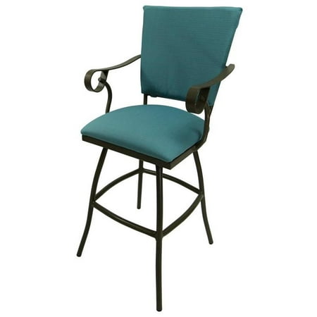 Outdoor Swivel Extra Tall Bar Stool 34" Seat - Jenna - Aqua Fabric - Beige