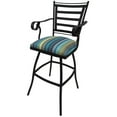 thumbnail image 1 of Outdoor Extra Tall Swivel Bar Stool 35" Seat Jenna - Aqua Stripe Fabric - Black, 1 of 3