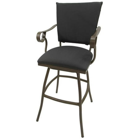 Outdoor Swivel Extra Tall Stool 34" Seat - Jenna - Dark Gray Fabric - Beige