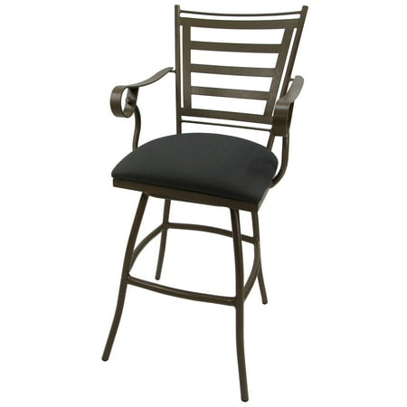 Outdoor Patio Extra Tall Swivel Bar Stool 35" - Jenna - Dark Gray Fabric - Beige