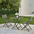 thumbnail image 1 of Outdoor Patio Folding Chair Set, 3 PCS All-weather Rattan Bistro Set, Deck Dining Set Square Table with 2 Foldable Chairs, Modern Wicker Conversation Furniture Set, Ideal for Garden Back Balcony, B800, 1 of 10