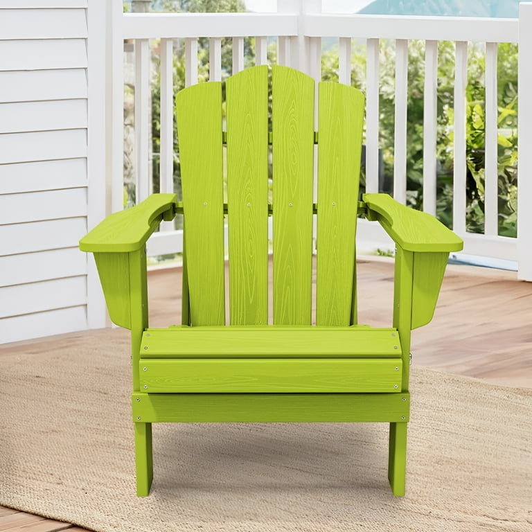 Outdoor Patio Folding HDPE Resin Adirondack Chair Apple Green