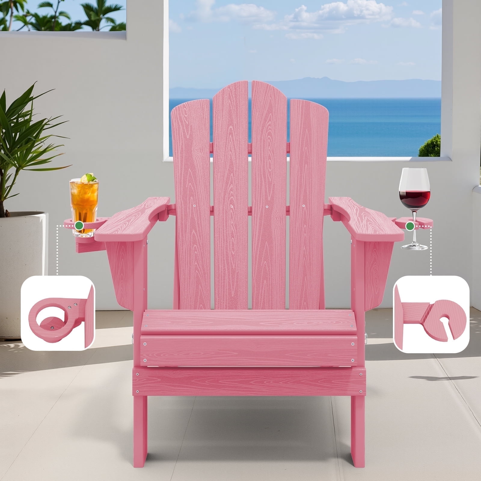 Folding Chair Pink Resin Adirondack Chairs JUSTLET Outdoor Patio