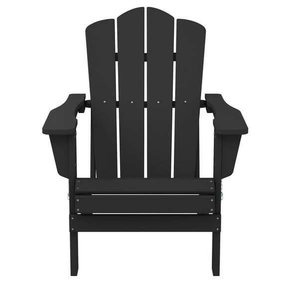 Outdoor Patio Folding HDPE Resin Adirondack Chair, Black