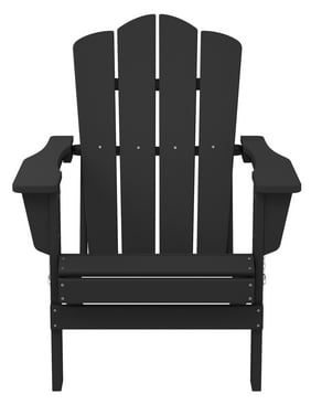 Outdoor Patio Folding HDPE Resin Adirondack Chair, Black