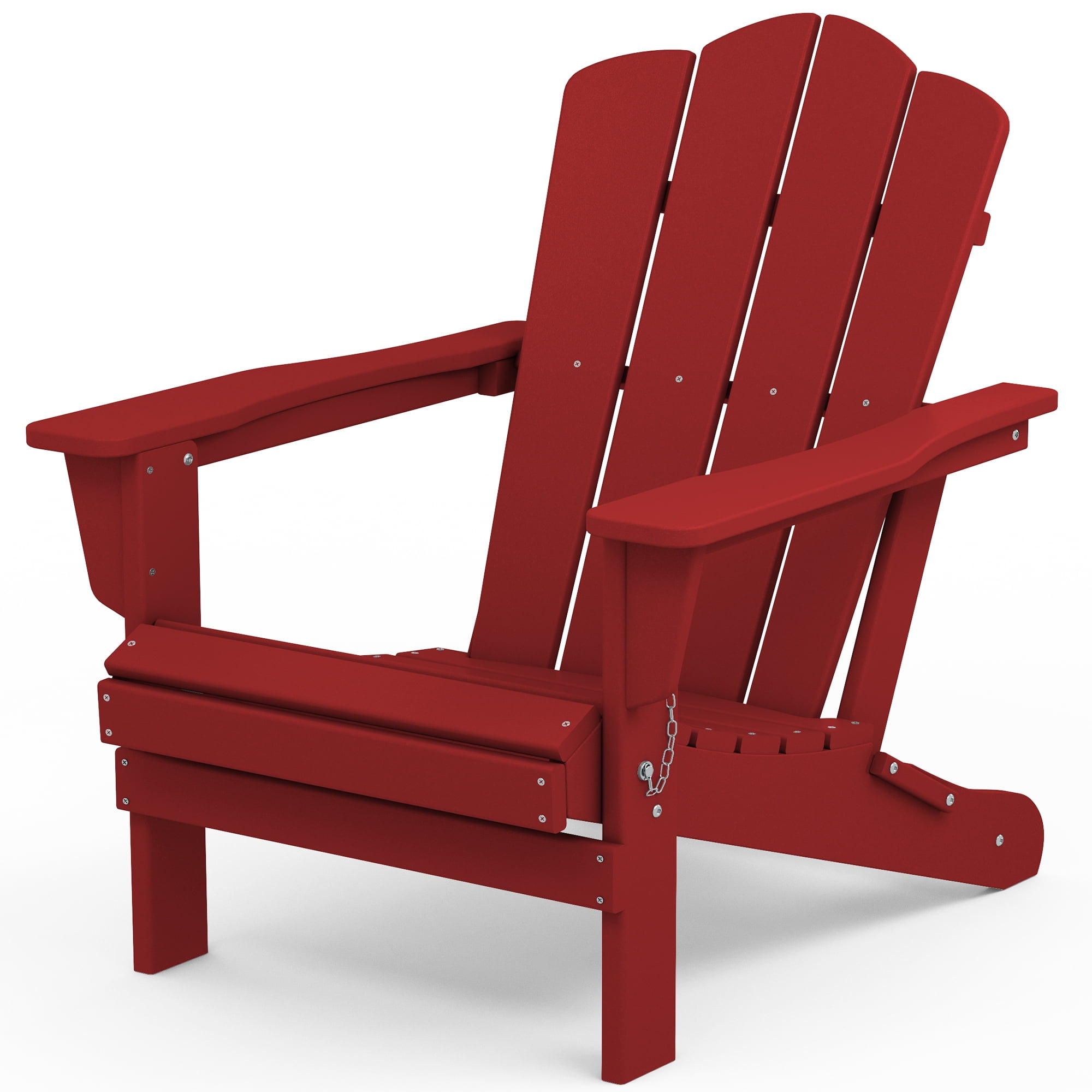 Outdoor Patio Folding HDPE Resin Adirondack Chair, Deep Red