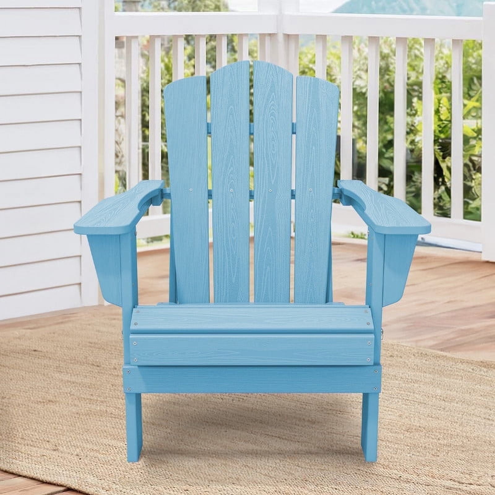 Light Blue Folding Plastic Adirondack Chair for Outdoor