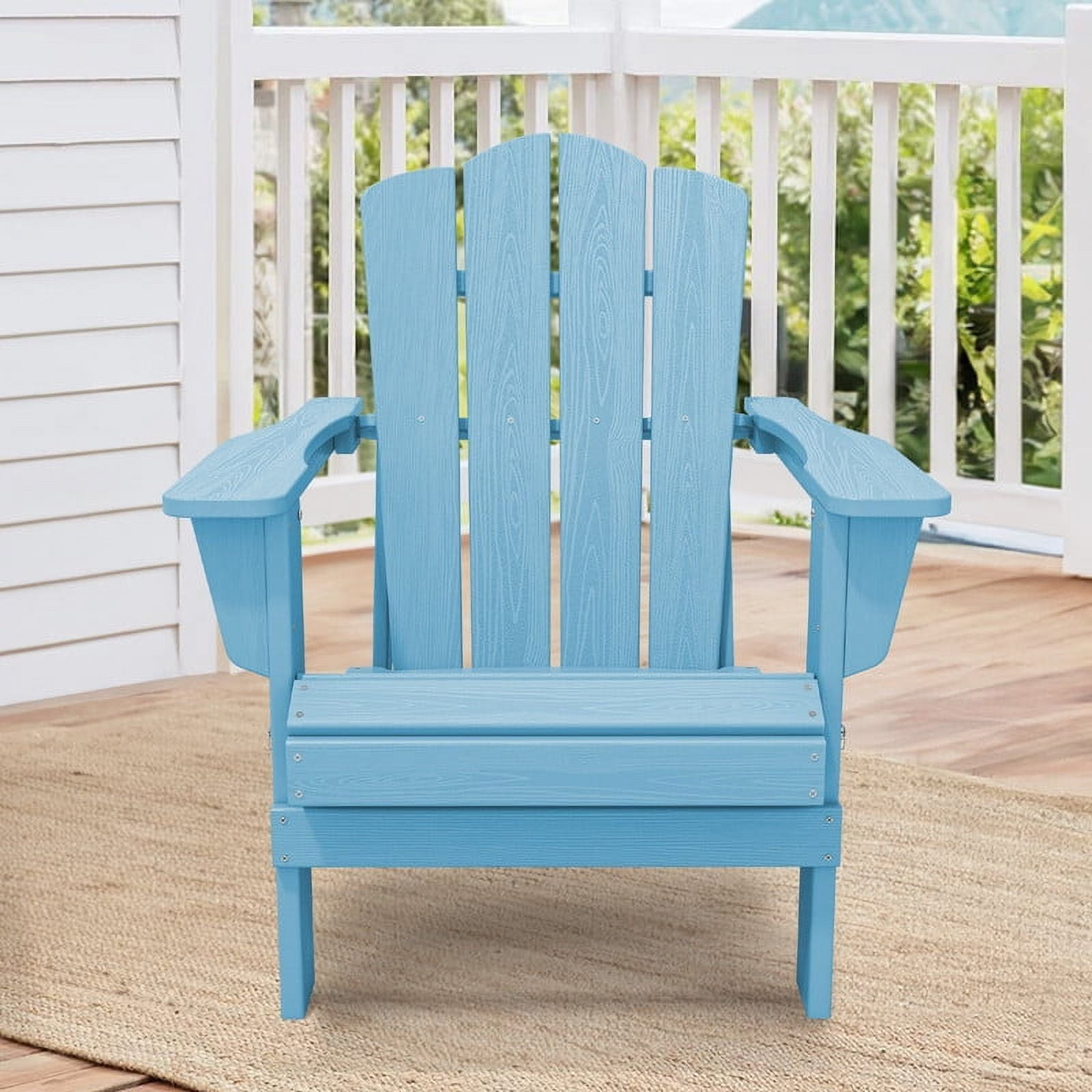 Light Blue Folding Plastic Adirondack Chair for Outdoor