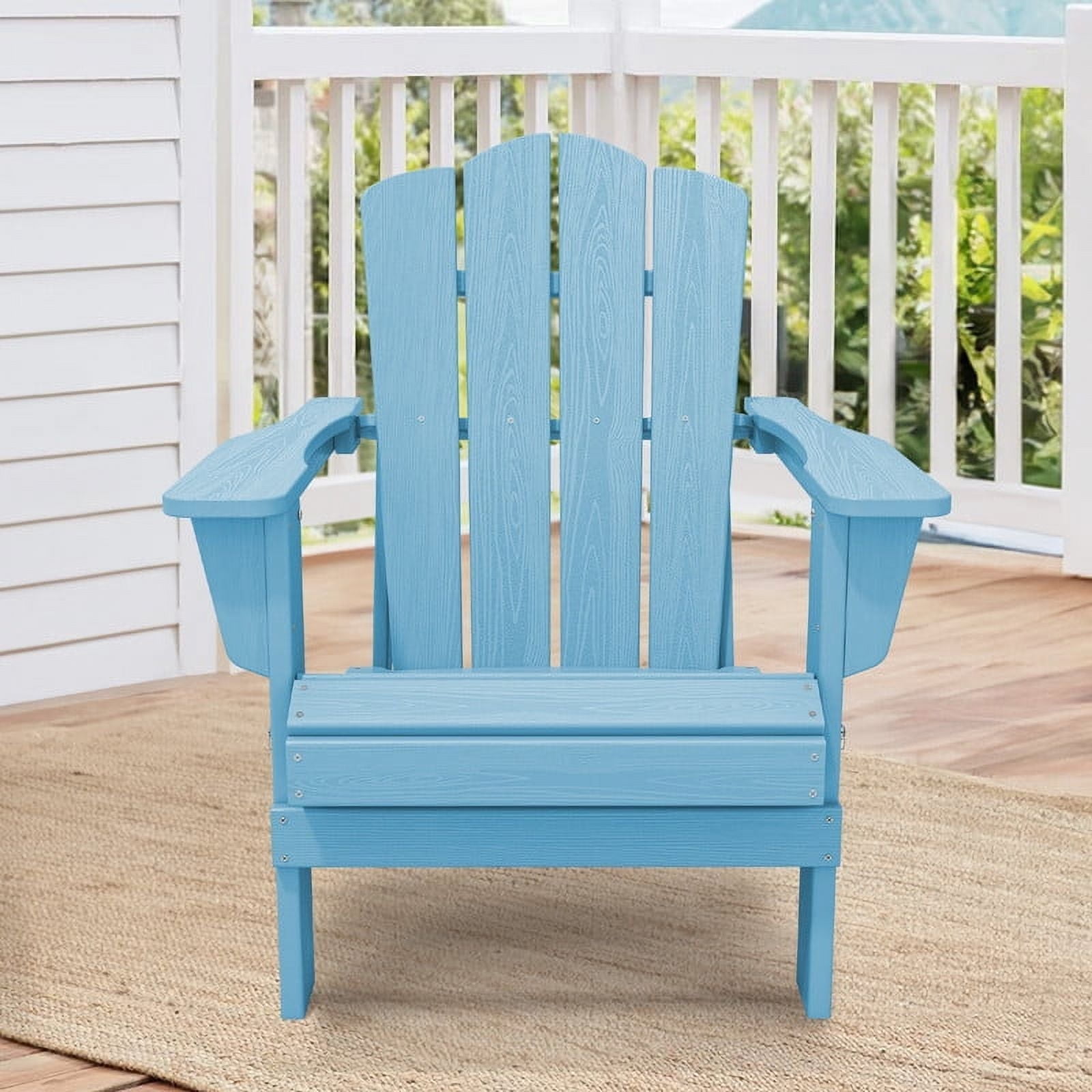 Light Blue Folding Plastic Adirondack Chair for Outdoor