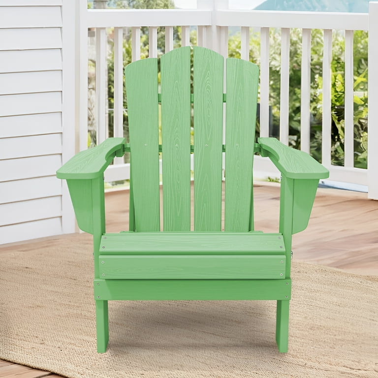 Outdoor Patio Folding HDPE Resin Adirondack Chair Light Green