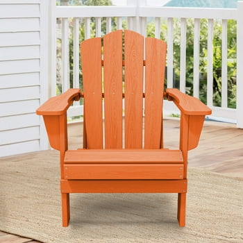 Outdoor Patio Folding HDPE Resin Adirondack Chair, Orange
