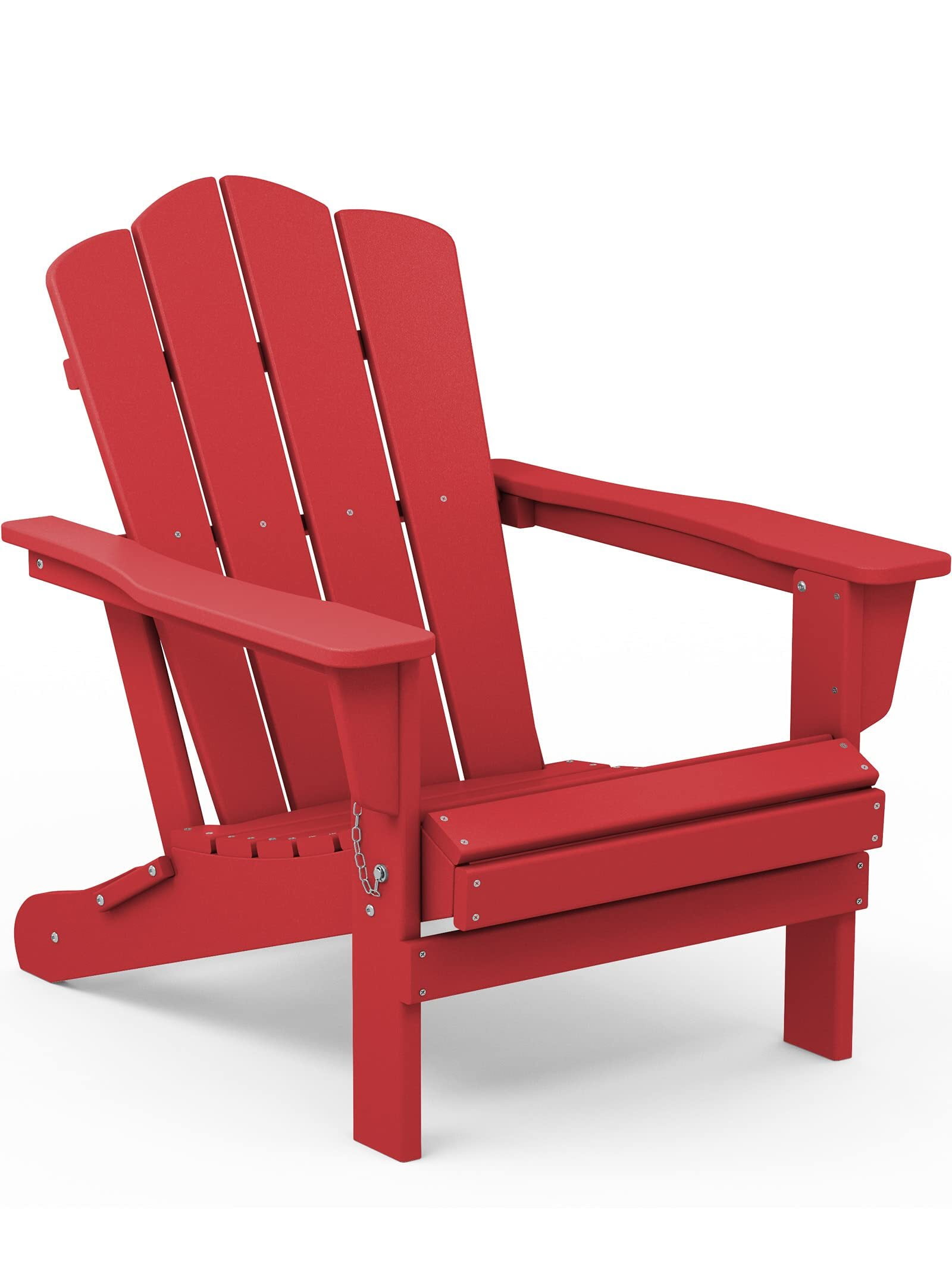 Outdoor Patio Folding HDPE Resin Adirondack Chair, Red