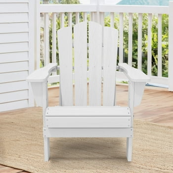 Outdoor Patio Folding HDPE Resin Adirondack Chair, White
