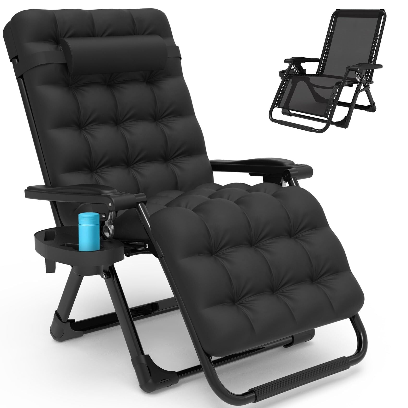 Outdoor Patio Folding Zero Gravity Lounge Chair, 26Inch Wide Recliner Lounge Chair with