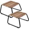 thumbnail image 1 of Outdoor Patio Footstools,PE Rattan Ottoman Wicker Foot Rest,Small Balcony Furniture Additional Seating Side Table for Outside 2 Set Beige, 1 of 14
