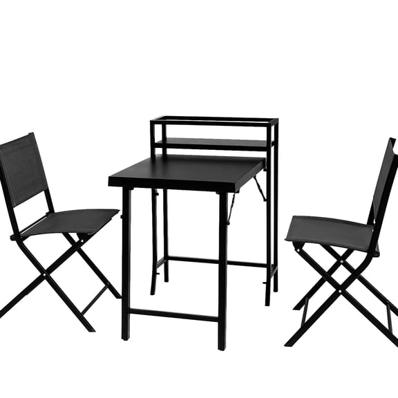 Outdoor Patio Furniture | 2-Person Bistro with Foldable Feature | Rust-Resistant Steel Frame | Space-Saving Option