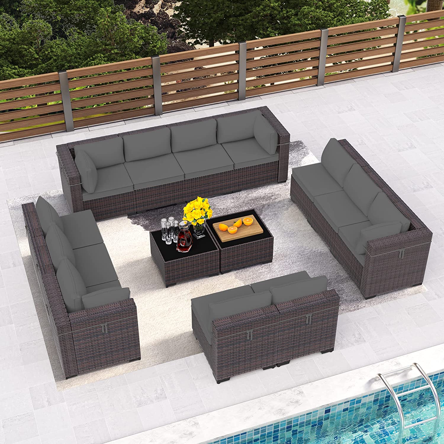 Outdoor Patio Furniture Set 12 Pieces Outdoor Furniture All Weather
