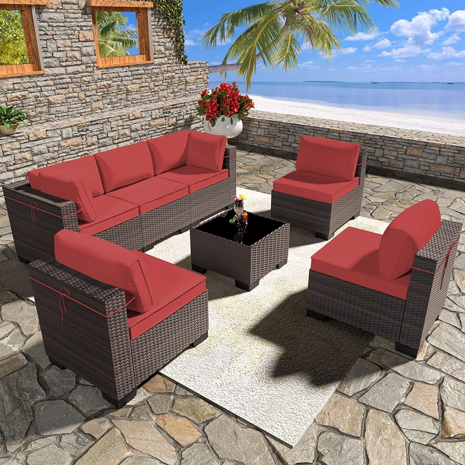Outdoor Patio Furniture Set 14 Pieces Outdoor Furniture All Weather