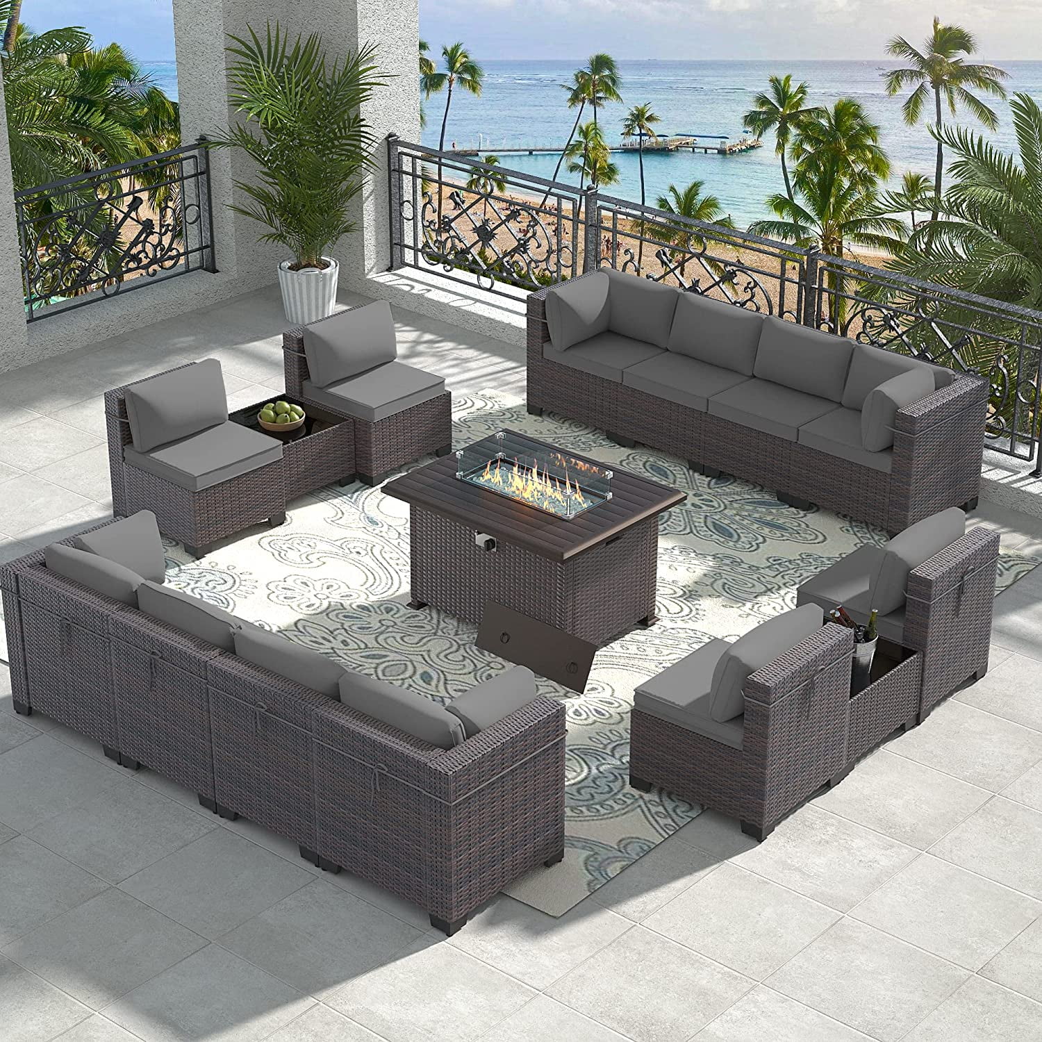 Outdoor Patio Furniture Set 14 Pieces Outdoor Furniture All Weather