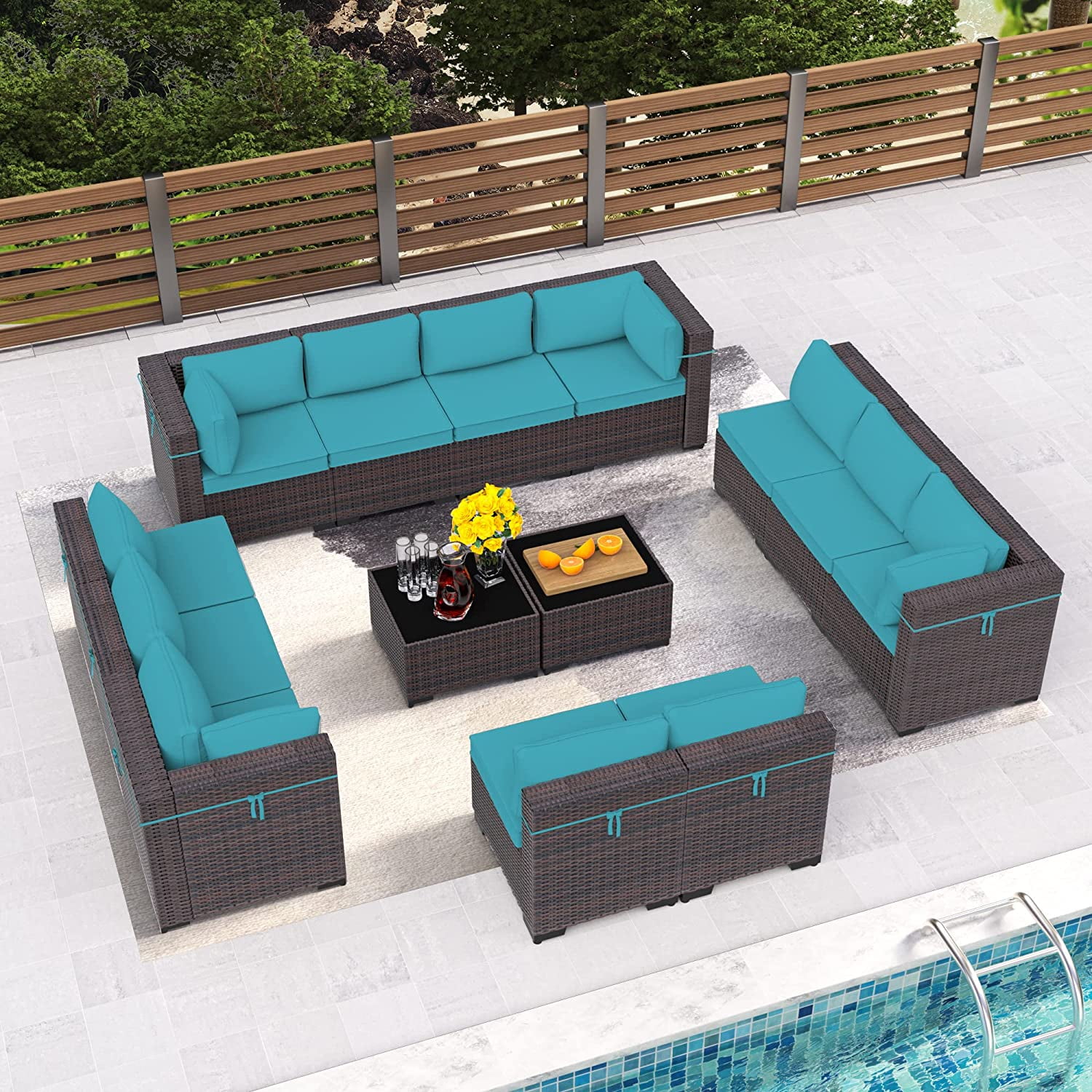 Outdoor Patio Furniture Set 14 Pieces Outdoor Furniture All Weather