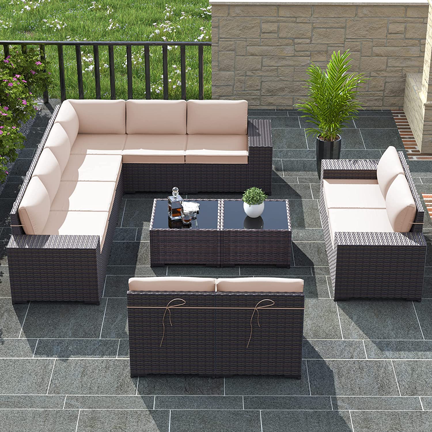 Outdoor Patio Furniture Set 14 Pieces Outdoor Furniture All Weather