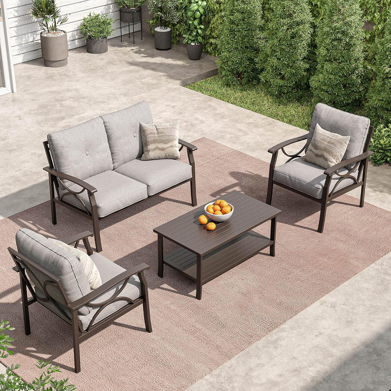 Better Homes & Gardens Providence 4Piece Conversation Set, Gray