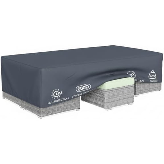 Outdoor Patio Furniture Set Cover, Waterproof Cover for 7-10 Piece Sofa Set, Table and Chairs Set Rain Covers, General (128''L x 82''W )$$Garden & Patio