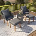 thumbnail image 1 of 5 Pieces Patio Furniture Set, Outdoor Patio Conversation Set with Cooler Bar Table, Luxurious Bistro Set Armchair w/Ottomans, Porch Garden, Gray Cushions, 1 of 9