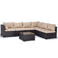 thumbnail image 1 of Outdoor Patio Furniture Sets,7 Pieces Rattan Conversation Sectional Set,Manual Weaving Wicker Patio Sofa with Tea Table, 1 of 5