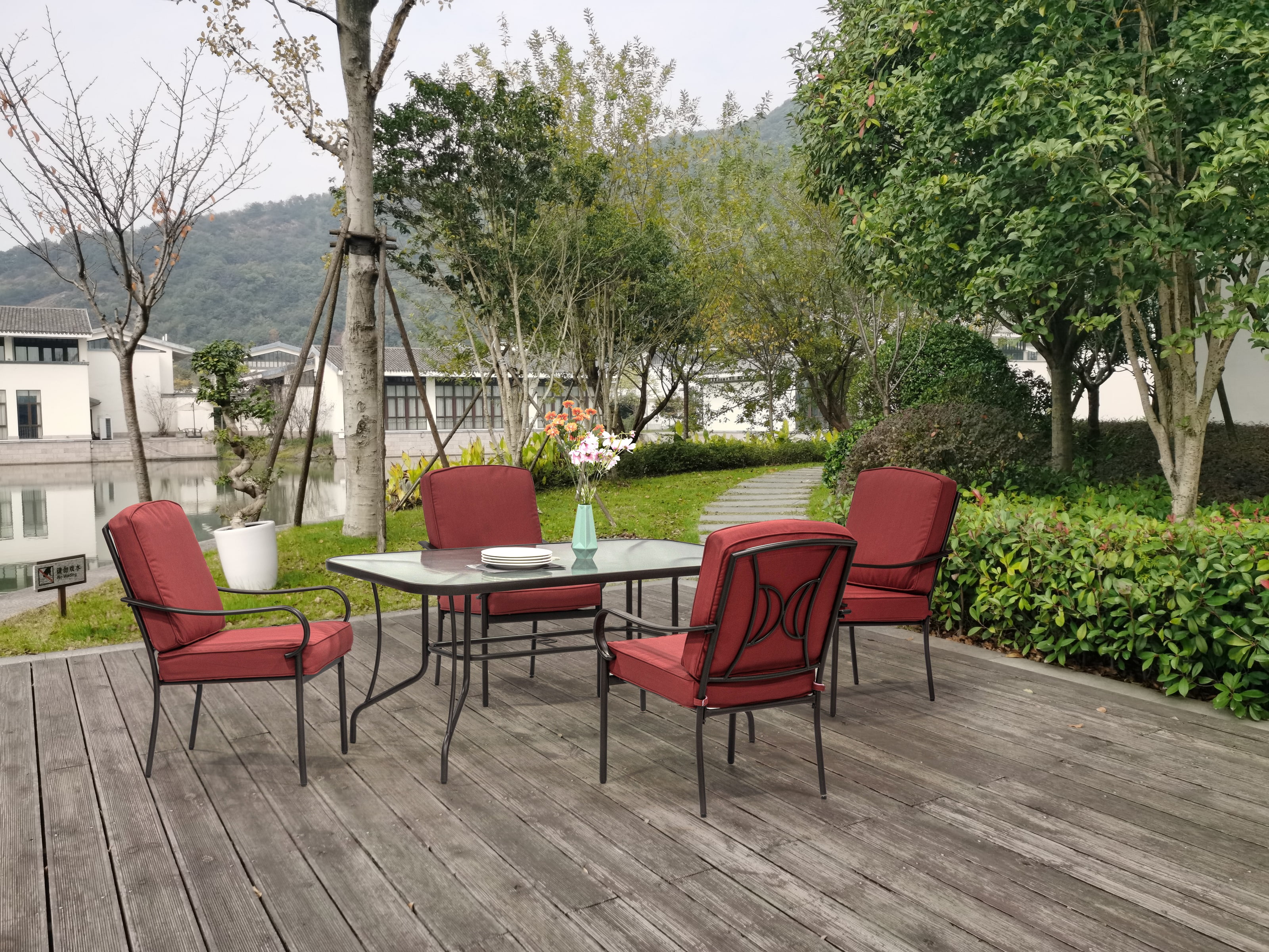 Outdoor Patio Garden Furniture Augusta 5Piece Dining Set with 4