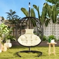 thumbnail image 1 of Single Person Folding Egg Chair with Stand,Indoor & Outdoor Hanging Swing Chair, Heavy Duty 330lbs Capacity, Foldable Design, Adjustable Anti-Slip Feet for Patio, Balcony, Garden, Bedroom, 1 of 7