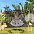 thumbnail image 1 of Single Person Folding Egg Chair with Stand,Indoor & Outdoor Hanging Swing Chair, Heavy Duty 330lbs Capacity, Foldable Design, Adjustable Anti-Slip Feet for Patio, Balcony, Garden, Bedroom, 1 of 7