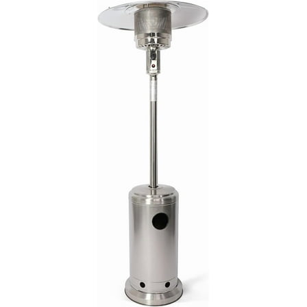 Outdoor Patio Heater, Stainless Steel Propane Heater w/Wheels, Shelf Tabletop, Auto Shut Off Protection, 36000 BTU Tall Standing Gas Heater for Outdoor Use