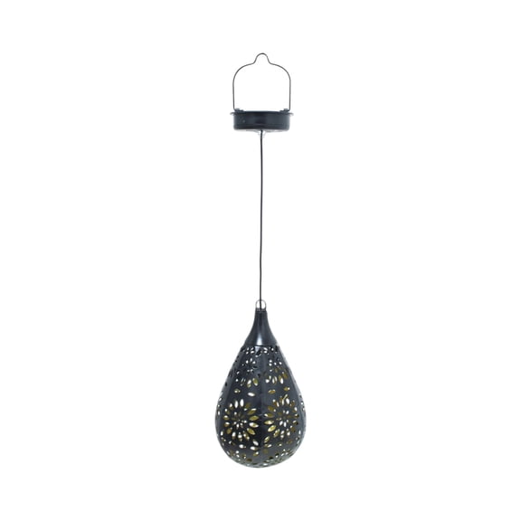 Outdoor Patio Lantern, Solar Powered Teardrop Hanging Garden Light, 1 Pack Decorative Hollow Pattern Yard Lamp, Outdoor Waterproof Ambient Lighting for Pathway Porch Balcony