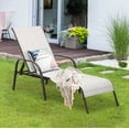 thumbnail image 1 of Costway Outdoor Patio Lounge Chair Chaise Fabric Adjustable Reclining Armrest Pool Grey, 1 of 10