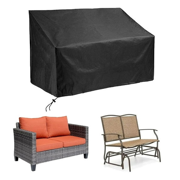 Outdoor Loveseat Cover Waterproof 53x26x35 inch, 2-Seater Bench Furniture Heavy Duty Outdoor Patio Sofa Loveseat Couch Cover Windproof DustProof All Weather Protection, Black