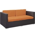thumbnail image 1 of Gather Outdoor Patio Loveseat in Espresso Orange, 1 of 3