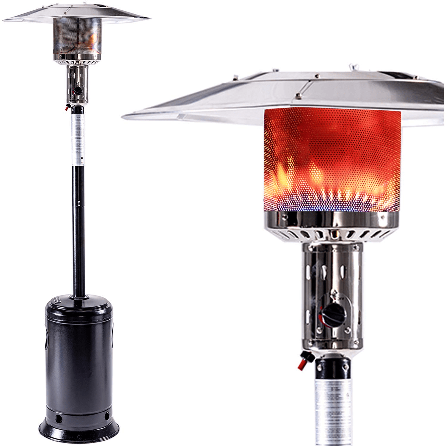 Outdoor Patio Propane Heater, 47,000 BTU Umbrella Propane Patio Heater with  Wheels, 88 inch Standing Gas Patio Heater for Outdoor Use, Tall Stainless  Steel and Hammered Black， 196AA - Walmart.com