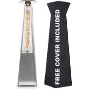 Outdoor Patio Propane Space Heater - 48,000 Btu Pyramid Propane Heater, Outdoor Heater, Portable Heater, Patio Heater Propane, W/ Wheels, Protective Cover | Avenlur (Stainless Steel)