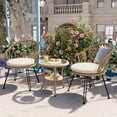 thumbnail image 1 of 3-Piece Outdoor Furniture Sectional Sofa Set,Patio PE Wicker Conversation Sets with Beige Cushions,Top Glass,Lounge Chair for Garden, Deck, Poolside, 1 of 7