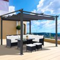 thumbnail image 1 of Bella Depot 13' x 10' x 7.4' Grey Polyester Pergola, Retractable Canopy, 1 of 9