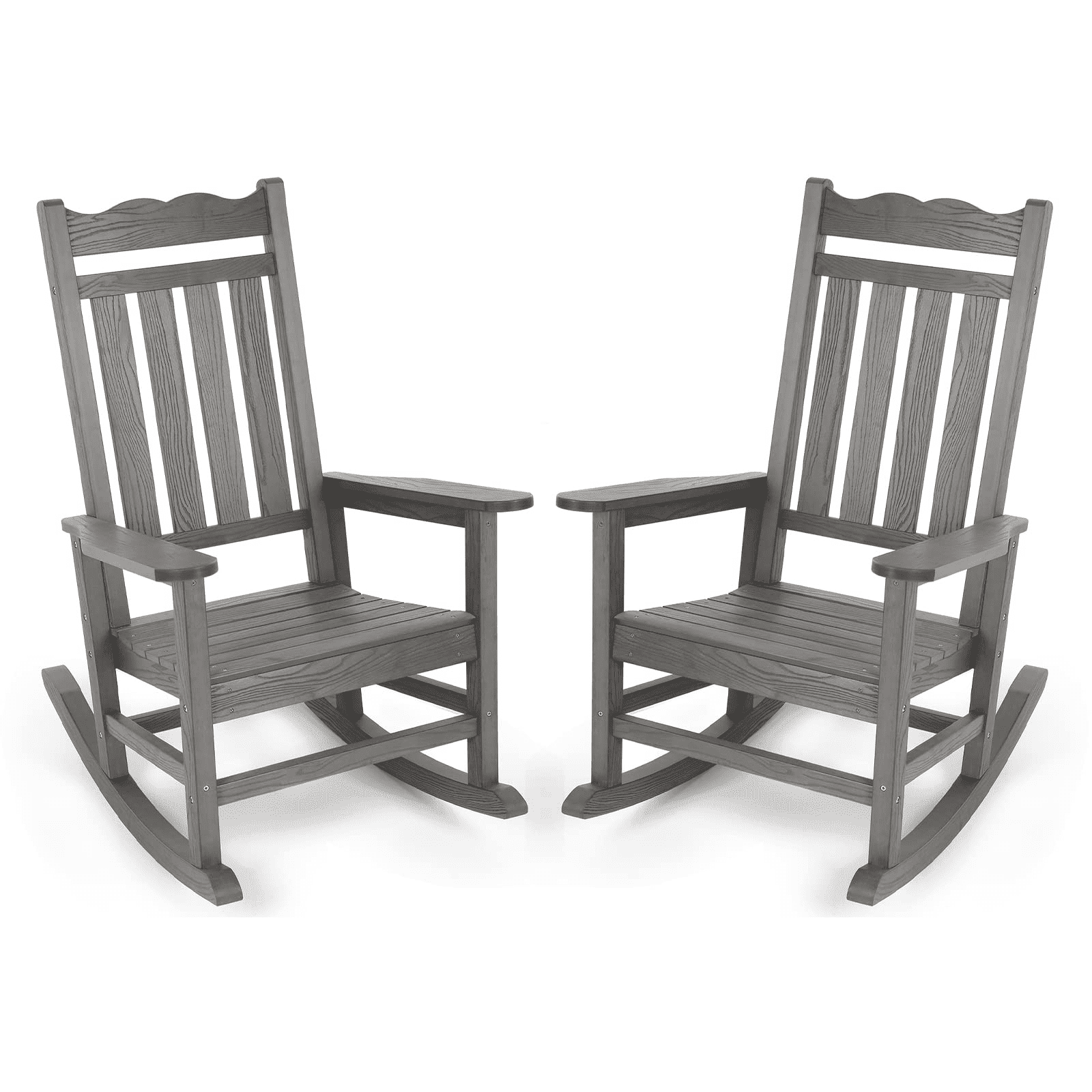 Outdoor Patio Rocking Chair Set of 2, Gray Garden Porch Rocker, Weather ...
