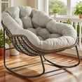 thumbnail image 1 of Outdoor Patio Rocking Chairs, Oversized Papasan Rocking Chair Indoor with Padded Cushion, 1 of 6