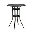thumbnail image 1 of Outdoor Patio Round Bar Table with 2" Umbrella Hole, Tall Pub Height Bistro Table for Porch Backyard Cast Aluminum, 1 of 8