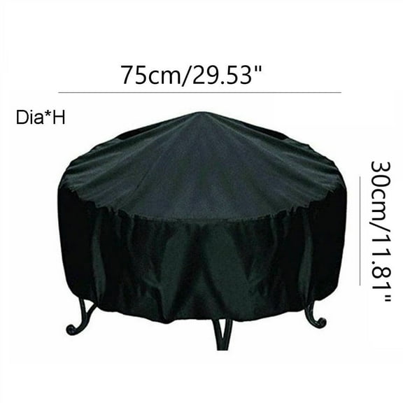 Outdoor Patio Round Fire Pit Cover Waterproof BBQ Grill Protector with Elastic Cord for All Seasons 75x30cm/86x36cm/120x20cm
