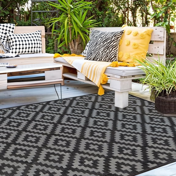 Outdoor Waterproof Patio Rug, Plastic Straw Carpet for Patio, Camping, Deck, RV