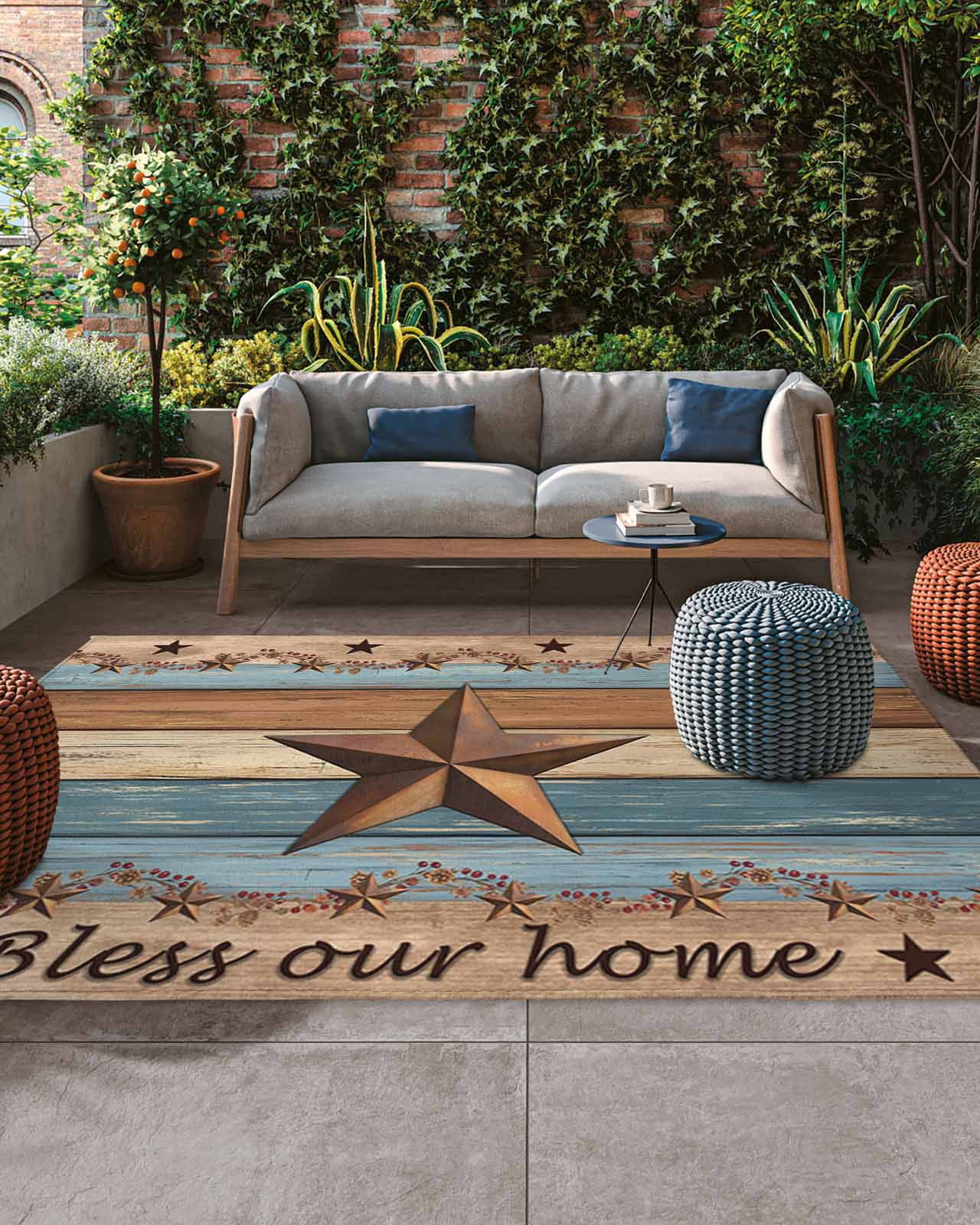 Outdoor Patio Rugs Mist Blue Wood Grain Outdoor Area Rug Farmhouses ...
