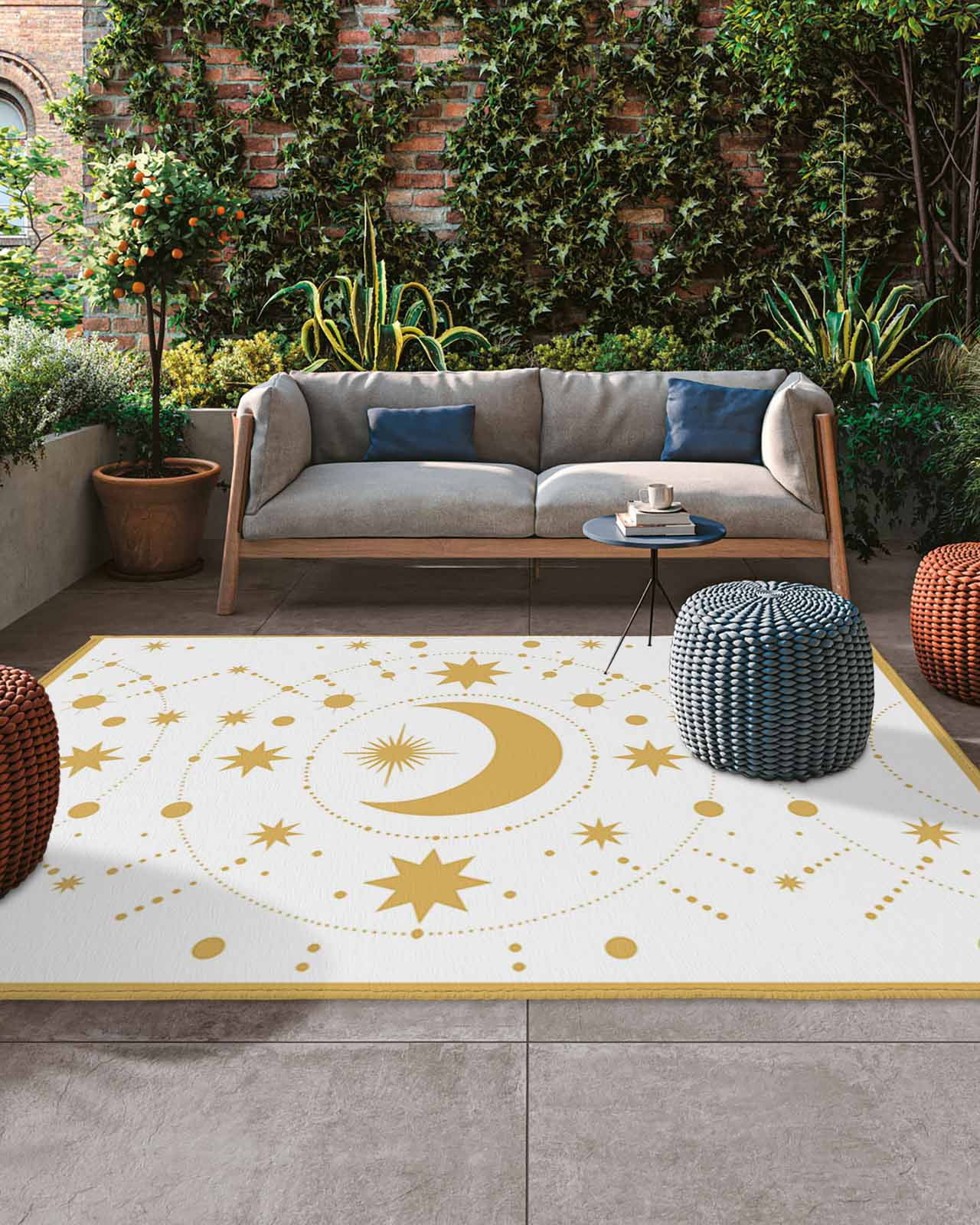 Outdoor Patio Rugs Stars Moon Outdoor Area Rug Yellow Bohemian Gorgeous ...