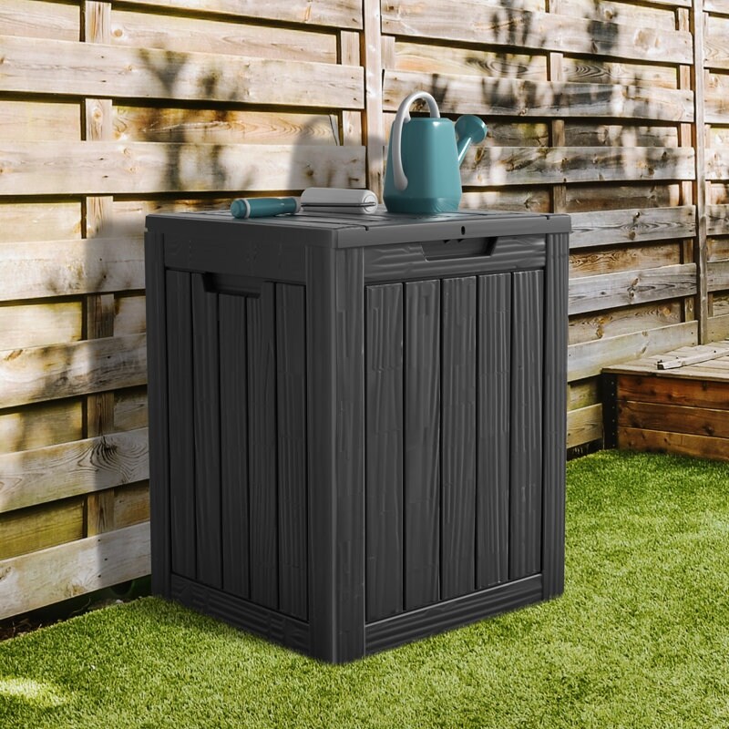 Outdoor Patio Storage Resin Lockable Deck Box 28gal.Black - Walmart.com